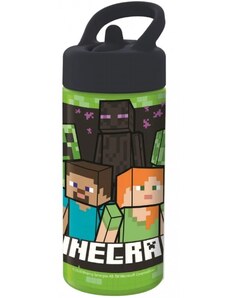 Stor Sportovní láhev na pití Minecraft s brčkem a nekapajícím (anti-drip) uzávěrem - objem 410 ml