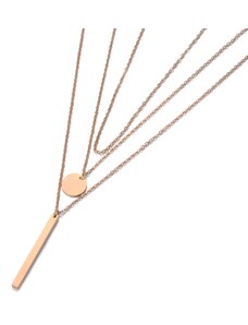 B-TOP Vícevrstvý náhrdelník z nerezové oceli Fashion - růžové pozlacení