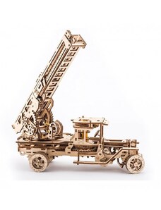 3D mechanické puzzle Ugears Truck UGM-11 s žebříkem 537 ks - hnědé