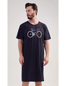 Cool Comics Pánská noční košile s krátkým rukávem Bike - tmavě modrá