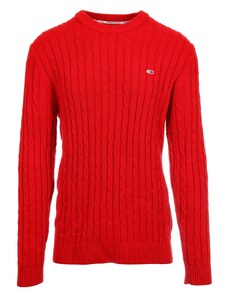 Tommy Hilfiger pánský delší bavlněný svetr červený