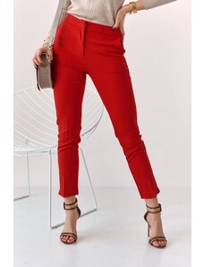 FASARDI Elegantní kalhoty s červeným řasením