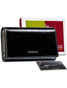 Kompaktní peněženka z pravé kůže - Peterson - černá