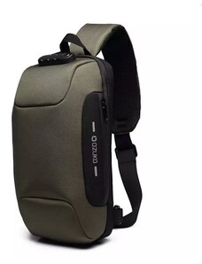 Ozuko outdoor batoh přes rameno s USB + zámek Boucher zelený 5 l Ozuko F9223s3