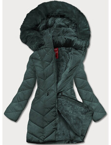 LHD Tmavě zelená dámská zimní bunda s kapucí (2M-21308)