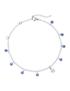 Doria Náramek na nohu s modrými krystalky s hvězdou