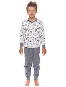 DN Nightwear Dětské pyžamo Snowman bílé zateplené