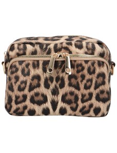 MaxFly Trendová koženková dámská crossbody Julo, leopard khaki/khaki