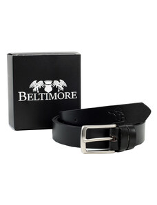 Pánský černý kožený pásek Beltimore E09
