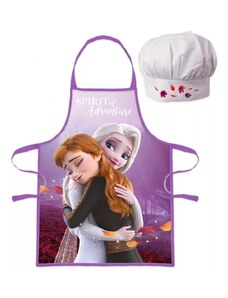 EUROSWAN Dětská / dívčí zástěra s kuchařskou čepicí Ledové království - Frozen - motiv Spirit of Adventure - pro děti 3 - 8 let