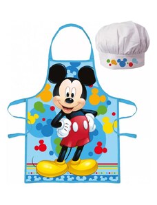 EUROSWAN Dětská / chlapecká zástěra s kuchařskou čepicí Mickey Mouse - Disney - pro děti 3 - 8 let