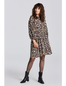 ŠATY GANT D2. LEOPARD BOAT NECK DRESS hnědá 36