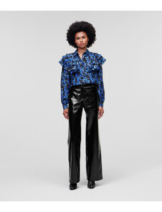 KALHOTY KARL LAGERFELD FAUX PATENT LEATHER PANTS