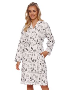 DN Nightwear Bavlněný župan Snowman bílý zateplený