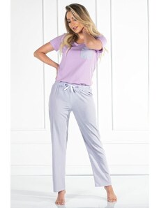 Momenti per Me Luxusní pyžamo Caroline fialové satén a bavlna
