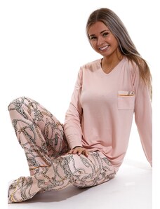 Naspani Růžové pyžamo dámské s provazy a uzlíky 1B1572