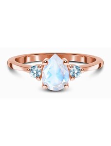 Royal Exklusive Emporial prsten 14k zlato Vermeil GU-DR9238R-ROSEGOLD-MOONSTONE-BLUETOPAZ