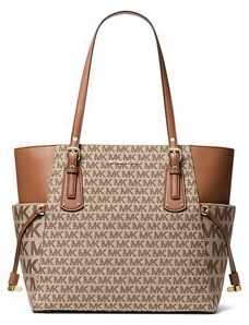 Michael Kors Voyager kabelka logo jacquard hnědá multi