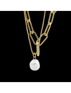 SkloBižuterie-J Ocelový náhrdelník dvojřetízek s perlou