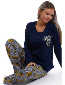 Naspani Modro žluté pyžamo dámské, Always - motýlek a květinové lití 1B1606