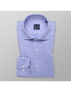 Willsoor Pánská slim fit košile bílá se světle modrým kostkovaným vzorem 14559