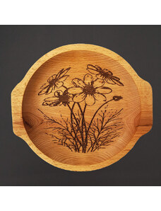 AMADEA Dřevěná miska květiny - kopretiny, masivní dřevo, 24 cm