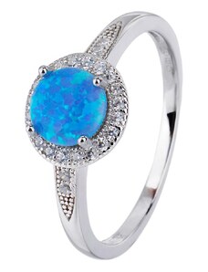 Stříbrný prsten SOLITÉR modrý OPÁL