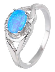Stříbrný prsten SLZA modrý OPÁL