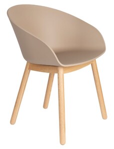 Béžová plastová jídelní židle Banne Void s dubovou podnoží