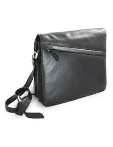Arwel Kožená klopnová kabelka přes rameno - černá