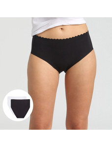 DIM BODY TOUCH HIGH BRIEF 2x - Women's cotton panties with a higher waist 2 pcs - black - white