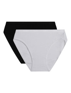 DIM COTTON BIO MINISLIP 2x - Women's cotton panties 2 pcs - black - white