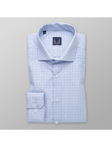 Willsoor Pánská extra slim fit košile světle modré barvy s geometrickými vzory 14587