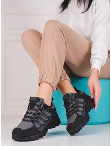 DK Krásné trekingové boty šedo-stříbrné dámské bez podpatku