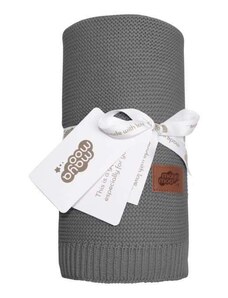 DETEXPOL Pletená deka do kočárku bavlna bambus tmavě šedá Bavlna, Bambus, 80/100 cm