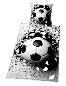 HERDING Povlečení 3D Efekt Fotbalový míč Bavlna 140/200, 70/90 cm