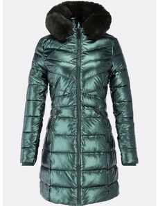 MODOVO Dámská lesklá zimní bunda s kapucí zelená