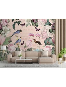 Gario Fototapeta Ptáci v tmavě růžových květech - Andrea Haase Materiál: Vliesová, Rozměry: 200 x 140 cm