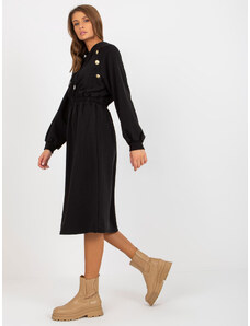 Fashionhunters Černé rozevláté mikinové šaty s kapucí
