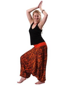 Turecké kalhoty oranžové s potiskem