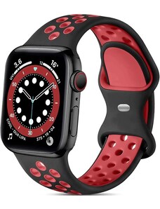 Crested Černočervený silikonový řemínek pro Apple Watch 42, 44 a 45 mm