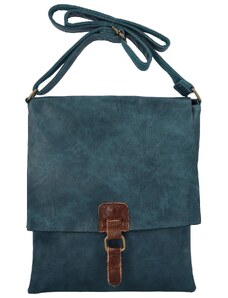 Paolo Bags Koženková crossbody s klopou Lora, modrá