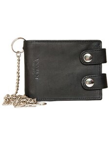 Pánská malá černá kapesní peněženka s řetězem s ochranou dat na kartách (RFID) FLW