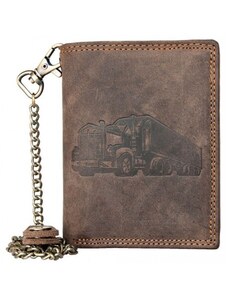 Kožená peněženka Wild z pevné kůže s kamionem, s řetězem s ochranou dat na kartách (RFID) HMT