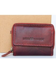 Luxusní tmavě červená maličká kožená peněženka Bull Burry s kapsičkou na drobné HMT