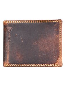 Celá kožená bi-fold peněženka z hlazené pevné hovězí kůže vintage s ochranou dat na kartách (RFID) FLW