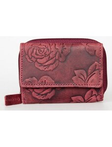 Růžová kapesní maličká peněženka s růžemi s ochranou dat (RFID) FLW