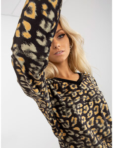 Fashionhunters Černožlutý velurový set s leopardím potiskem mikina RUE PARIS