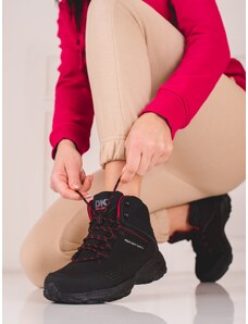 DK Pěkné trekingové boty černé dámské bez podpatku