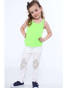 Dívčí tričko s dvojitými ramínky, fluo zelená, NDZ7772